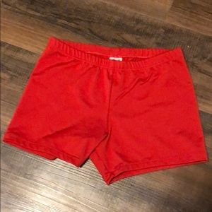 Red varsity hot shorts